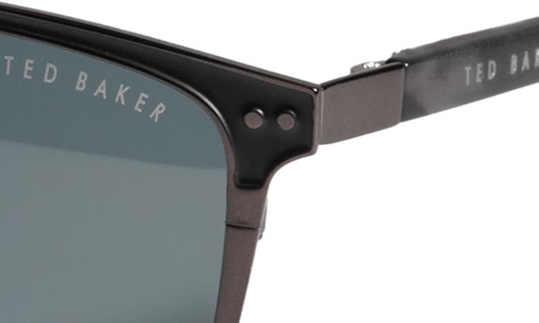 Ted Baker 57mm Polarized Rectangle Sunglasses In Gunmetal