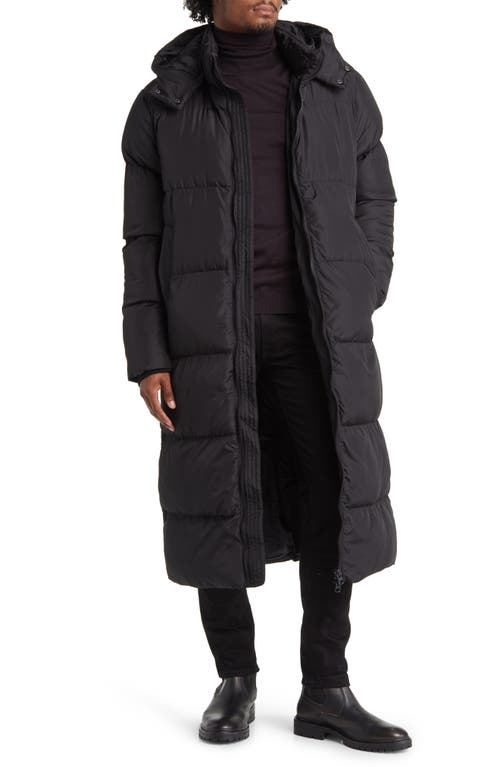 Hooded Longline Puffer Coat in Black