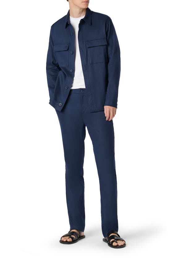 Shop Bugatchi Linen & Cotton Button-up Shirt Jacket In Navy