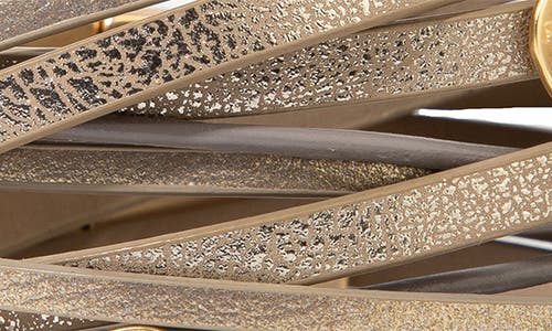 Shop Saachi Multistrand Golden Disks Leather Bracelet In Beige