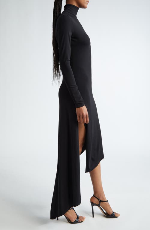 Michael Kors Handkerchief Hem Long Sleeve Knit Dress In Black