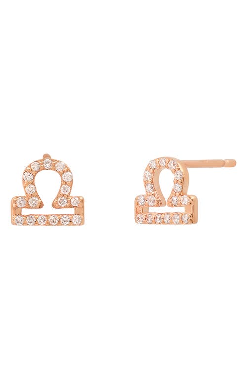 Zodiac Diamond Stud Earrings in 14K Rose Gold - Libra