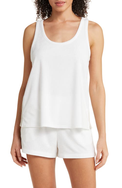 Barefoot Dreams Cozyterry Luxechic Tank & Shorts Pajamas In Sea Salt/stone