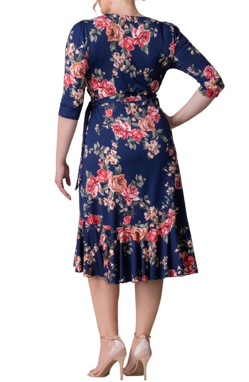 Shop Kiyonna Flirty Flounce Wrap Dress In Coming Up Roses