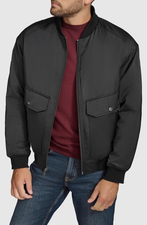 Shop Andrew Marc Flight Satin Aviator Jacket With Removable Bib In Black