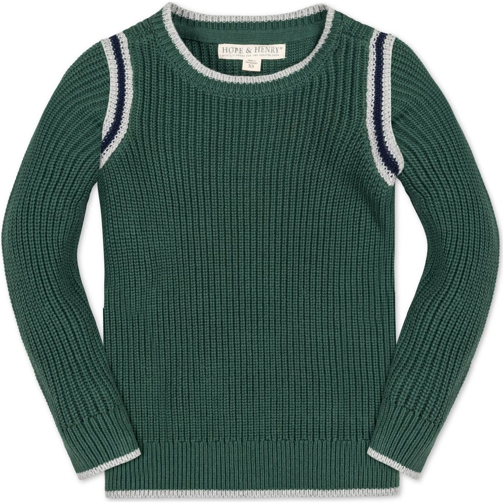 Hope & Henry Boys' Organic Sporty Crew Neck Sweater, Kids In Collegiate Green