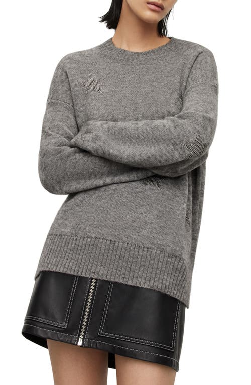 AllSaints Astra Star Wool & Alpaca Blend Sweater in Grey Marl/Graphite