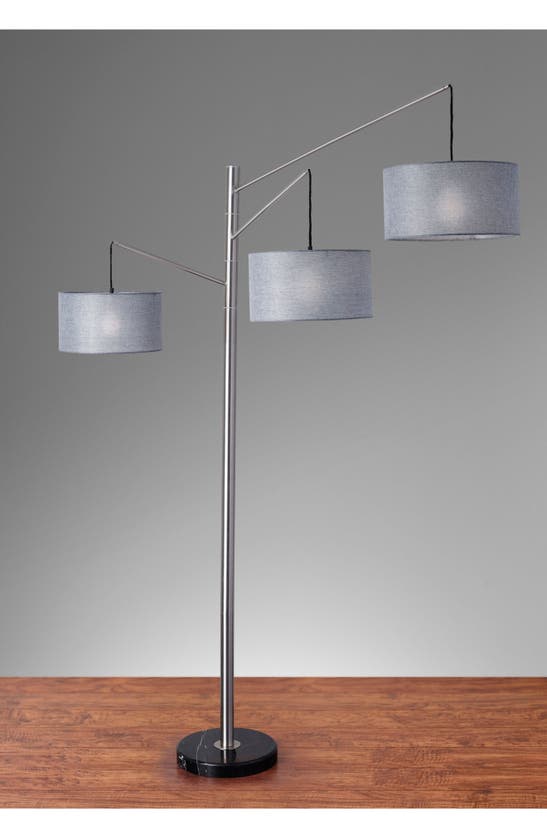 Adesso Lighting Wellington 3-arm Arc Floor Lamp In Brushed Steel