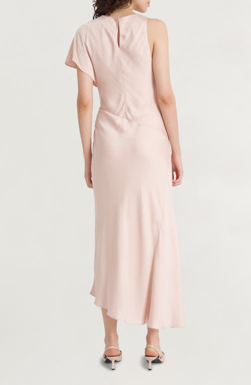 Shop Luxely Asymmetric Satin Dress In Blush