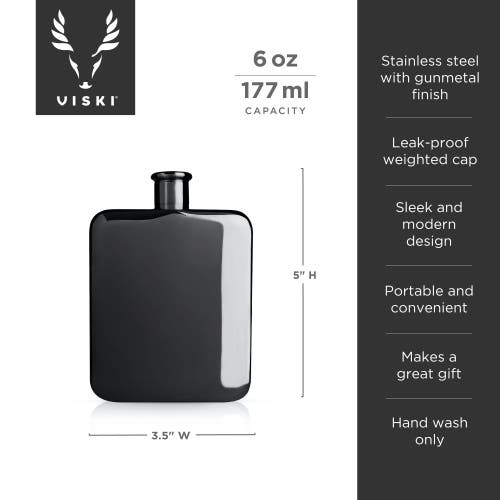 Viski Warren Gunmetal Black Flask In Black