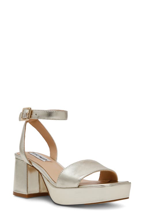 Shop Steve Madden Mercerr Ankle Strap Platform Sandal In Gold Leather