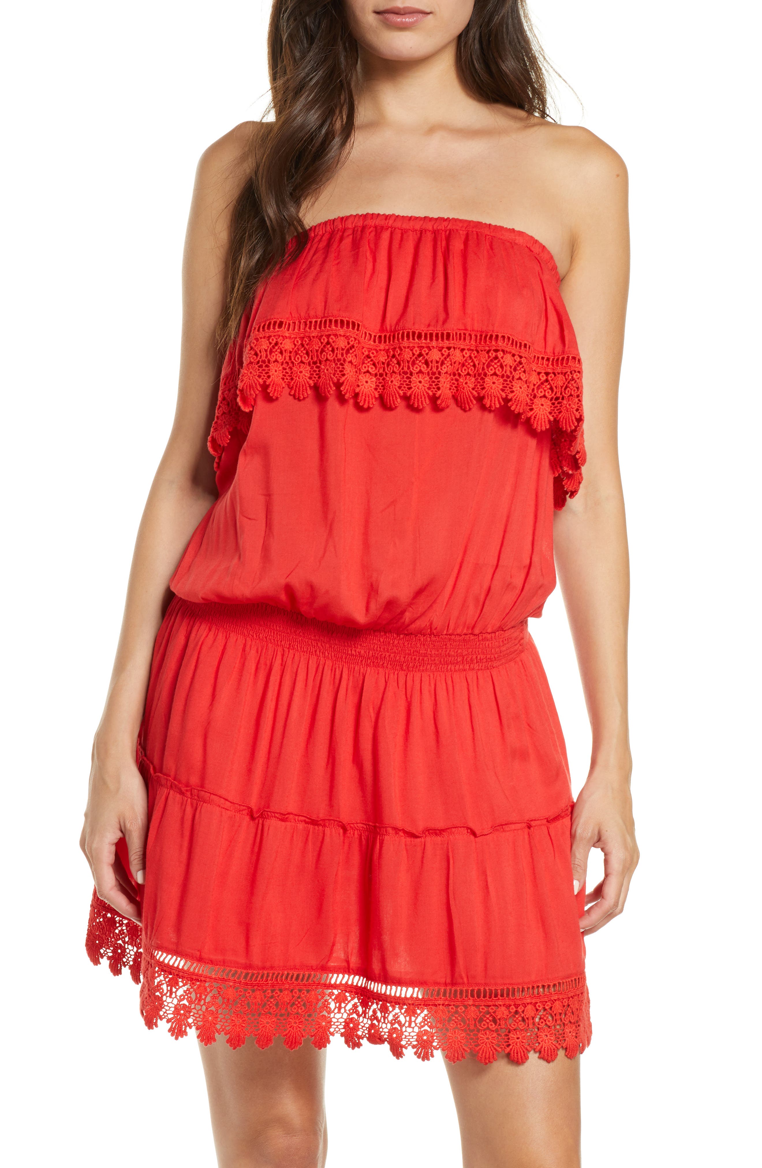 red swim cover up