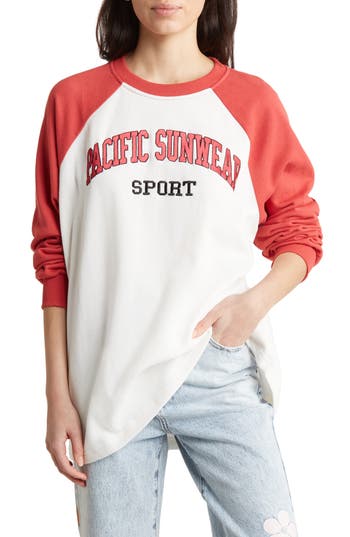 Pacsun Pac Sport Colorblock Long Sleeve Baseball T-shirt In White