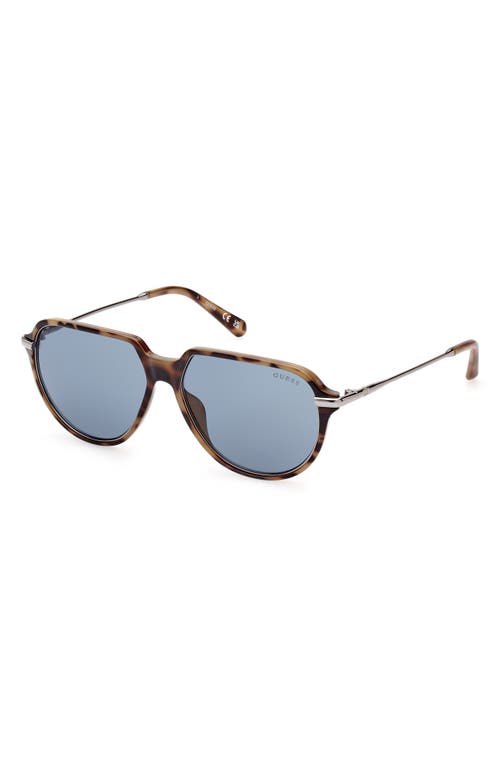 Shop Guess 56mm Aviator Sunglasses In Blonde Havana/blue