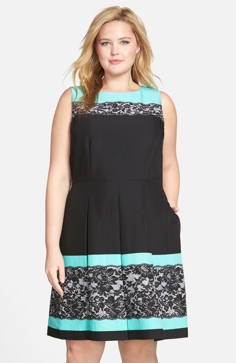 Tahari Print Twill Fit & Flare Dress (Plus Size) | Nordstrom