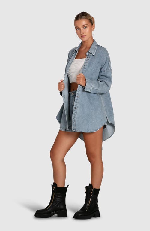 Belle & Bloom Into Him Oversized Denim Shirt In Stonewash