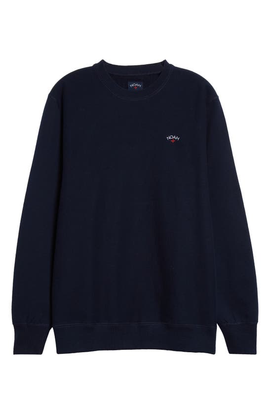 Shop Noah Classic Cotton French Terry Crewneck Sweatshirt In Navy