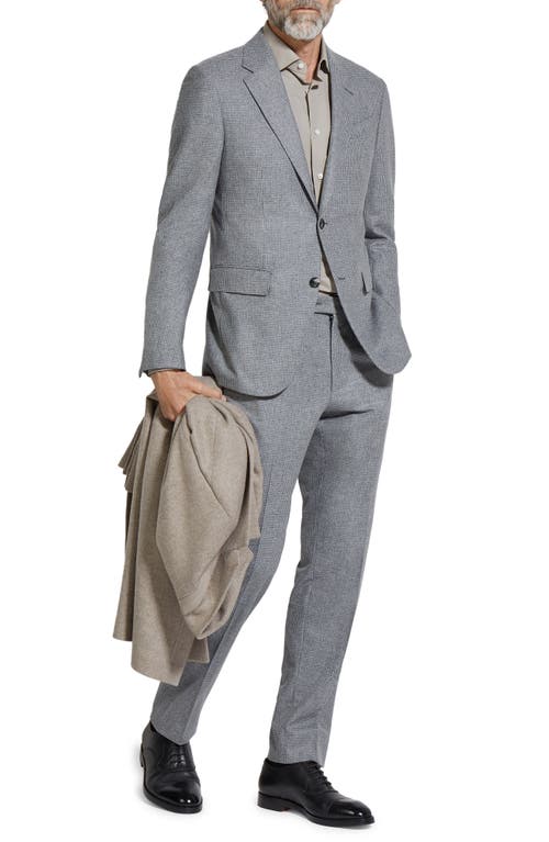 Zegna 15milmil15 Brushed Mini Houndstooth Wool Blend Suit In Grey