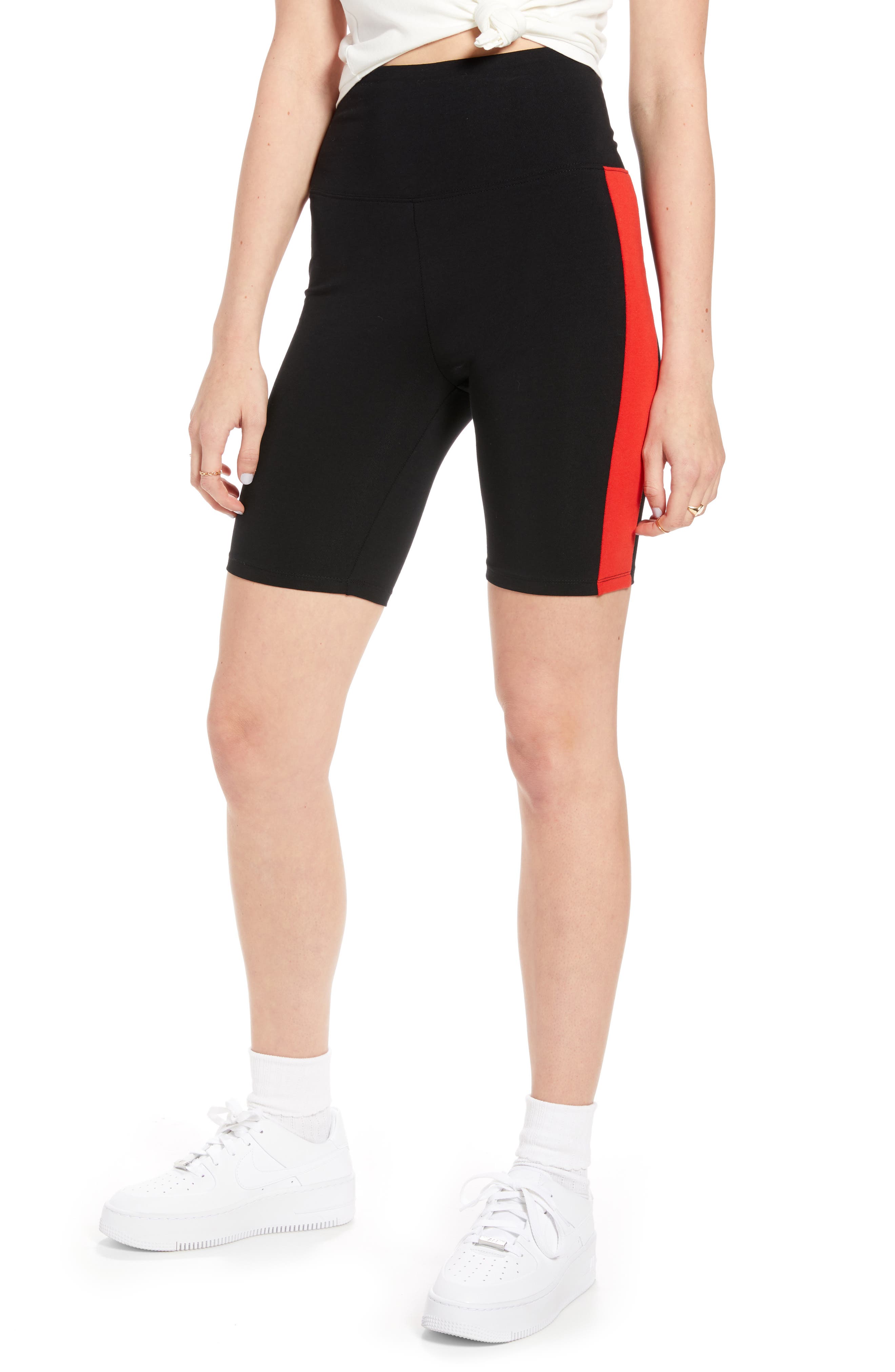 biker shorts with stripe on side