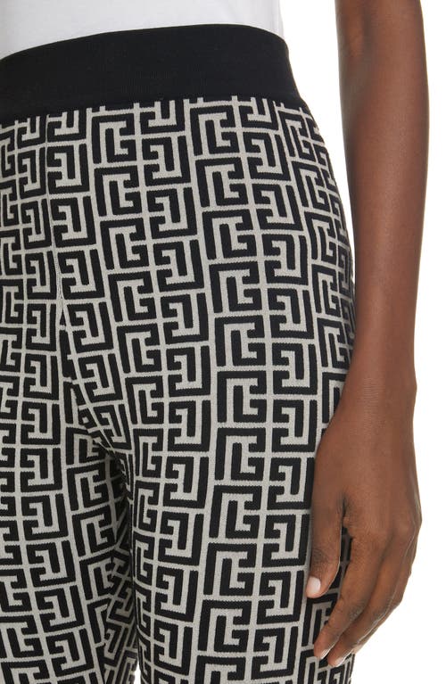 Shop Balmain Monogram Jacquard Bike Shorts In Ivoire/noir