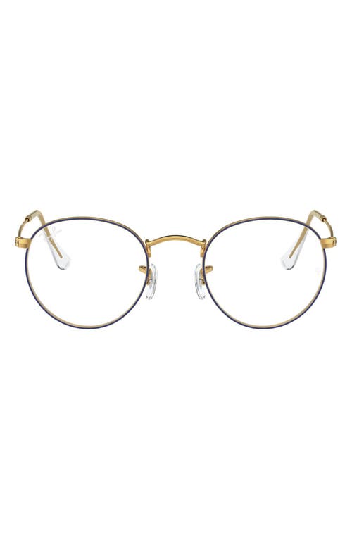 Ray-Ban Ray-Bay 47mm Round Optical Glasses in Shiny Gold at Nordstrom