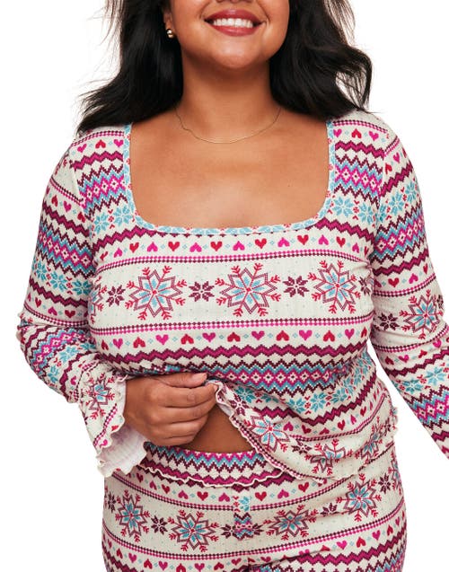 Adore Me Audra Pajama Long Sleeve Top & Legging Set In Novelty White