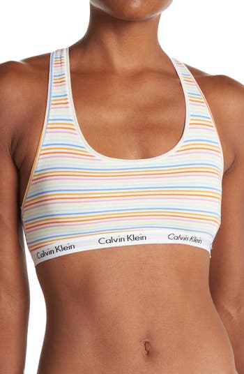 Calvin Klein Women`s Carousel Logo Bralette (Prism  Stripe(QP1036-008)/Black, Small) : : Clothing, Shoes & Accessories