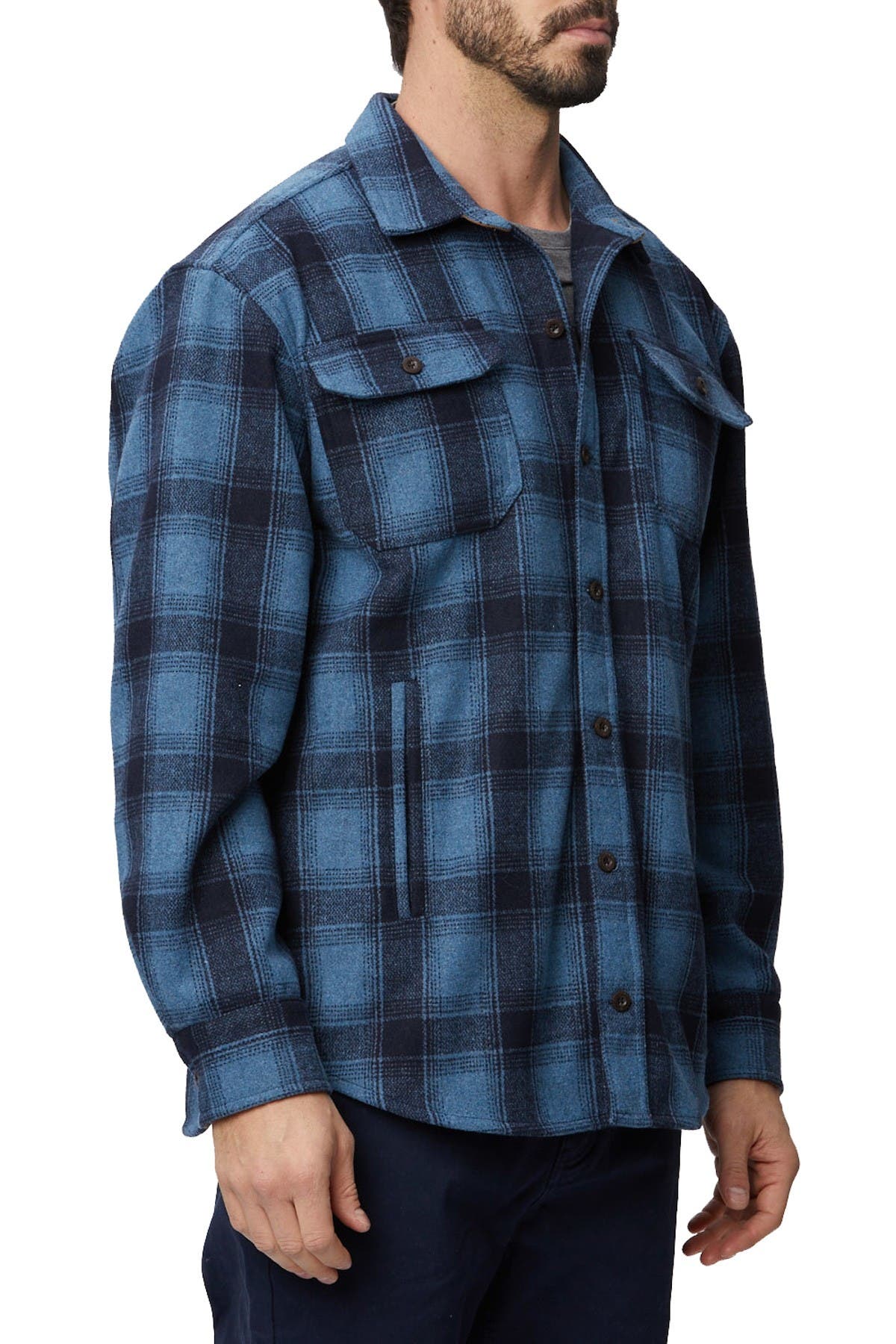 Rainforest Wool Blend Plaid Shirt Jacket In Open Blue8 | ModeSens