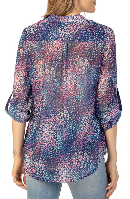 Shop Kut From The Kloth Jasmine Chiffon Button-up Shirt In Barcelona-navy/ Pink