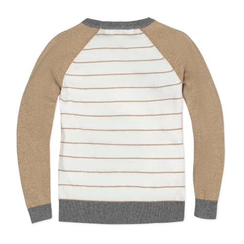 Shop Hope & Henry Boys' Organic Raglan Sweater, Kids In Camel Heather Colorblock