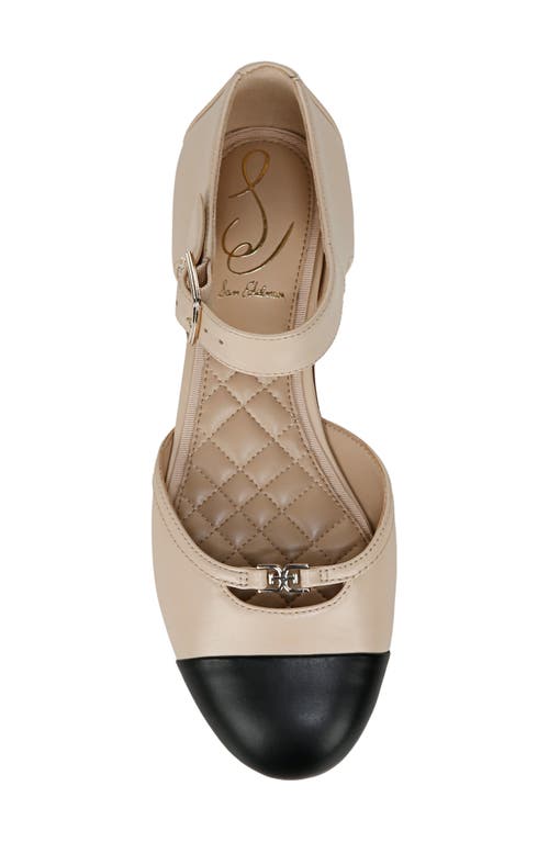 Shop Sam Edelman Rylie Ankle Strap Cap Toe Flat In Summer Sand/black