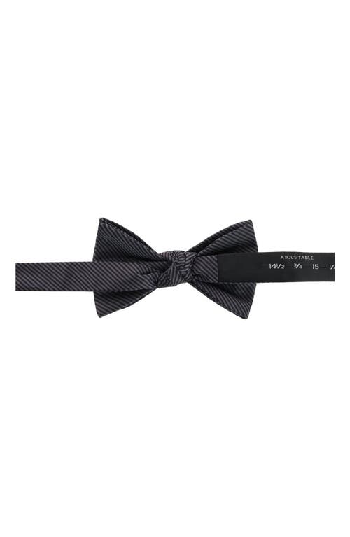 Shop Trafalgar Leyton Stripe Pre-tied Silk Bow Tie In Graphite