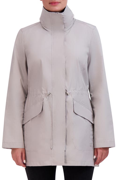 Cole Haan Water Resistant Mixed Media Rain Jacket in Pearl Grey