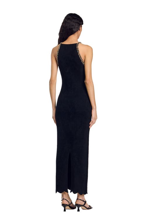 Shop Sandro Beaded Maxi Dress In Black