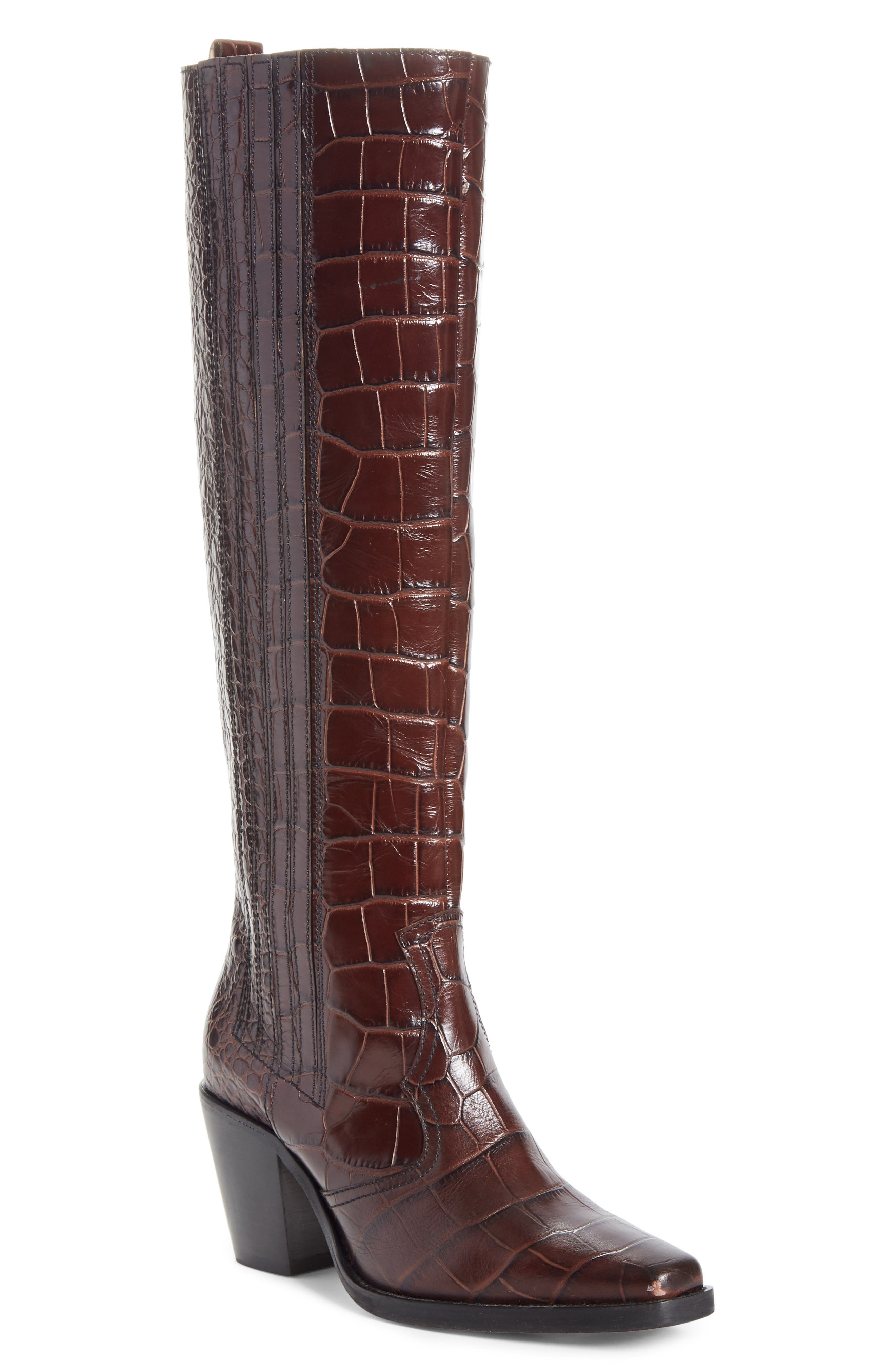 ganni crocodile boots