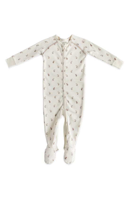 Shop Pehr Hatchlings Zip Fitted One-piece Organic Cotton Pajamas In Hatchling Fawn