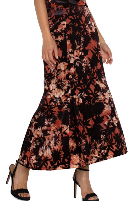 Shop Liverpool Floral Print Maxi Skirt In Fire Opal Burnout