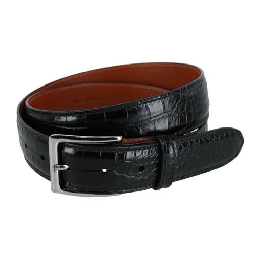 Trafalgar Chance 35mm Mock Mini-african Alligator Embossed Italian Leather Belt In Black