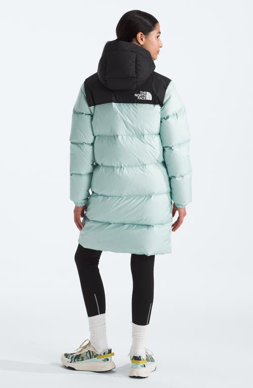 Shop The North Face Kids' Retro 1996 Nuptse 700 Fill Power Down Packable Hooded Long Parka In Muted Pine