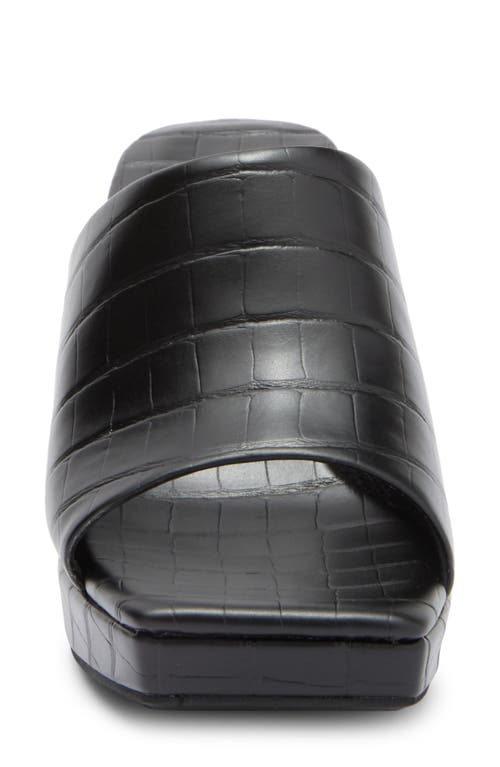 Jeffrey Campbell Caviar Platform Slide Sandal In Black Croco