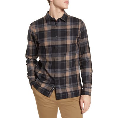 Native Youth Azari Plaid Flannel Button-Up Shirt, Black