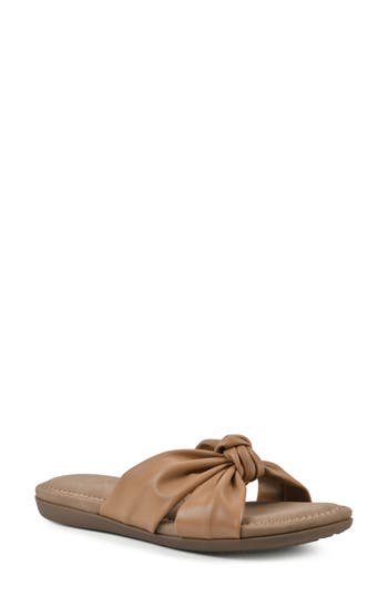 Shop Cliffs By White Mountain Favorite Slide Sandal In Tan/smooth