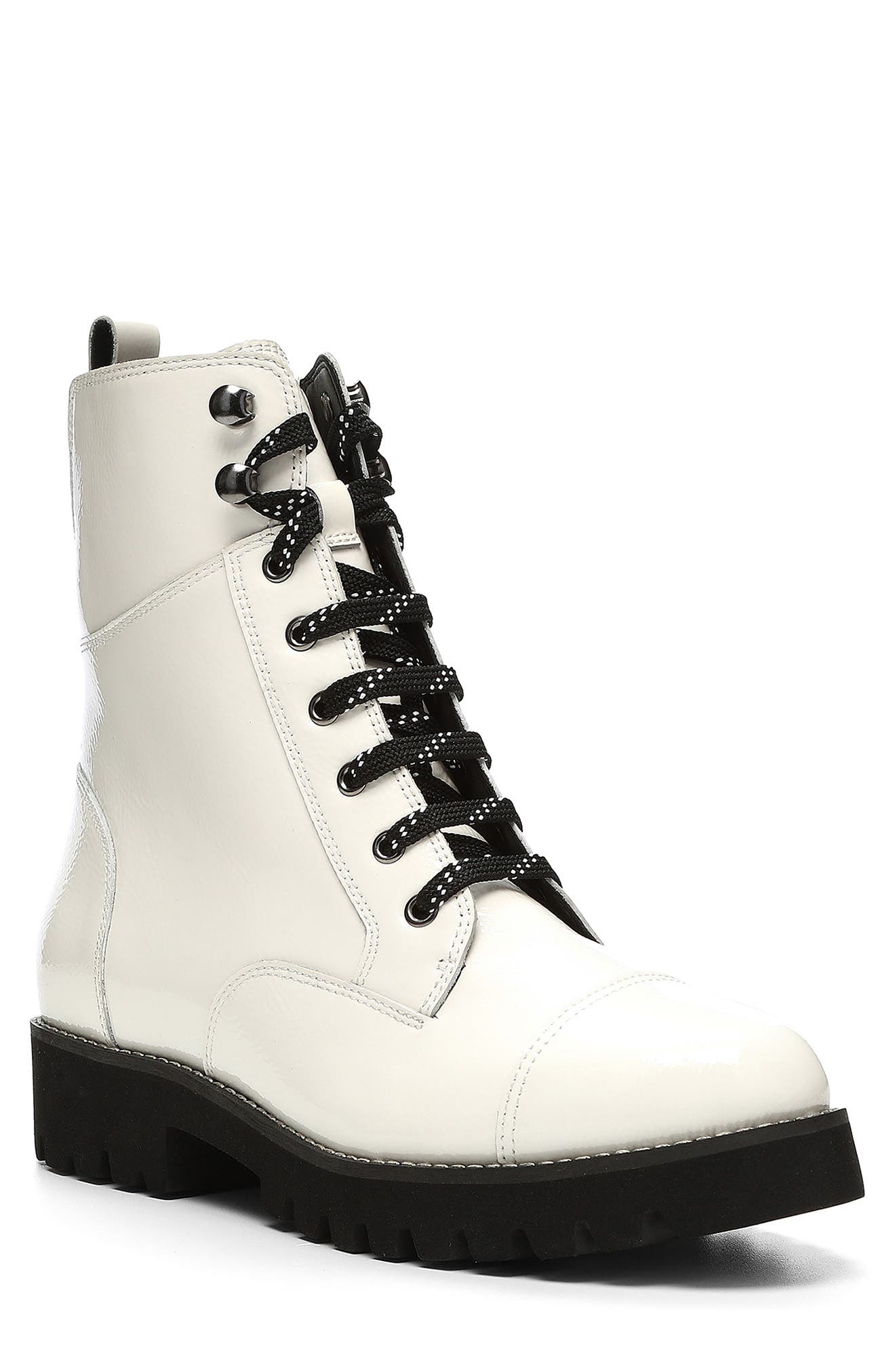 donald pliner leather combat boots