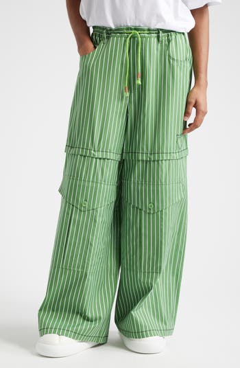 Stripe Cotton Convertible Cargo Pants