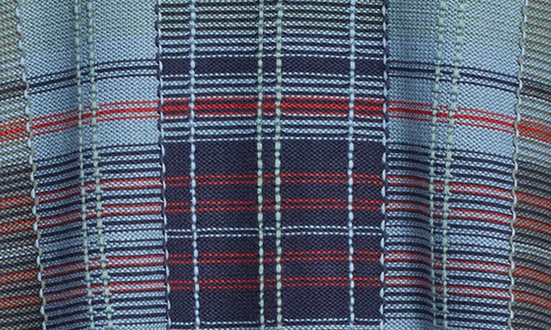 Shop Brooks Brothers Garment Wash Madras Plaid Jacquard Sweater In Madrass Blue