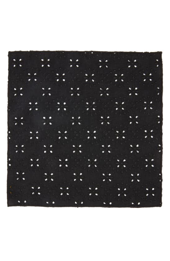 Shop Clifton Wilson Broderie Anglaise Cotton Pocket Square In Black
