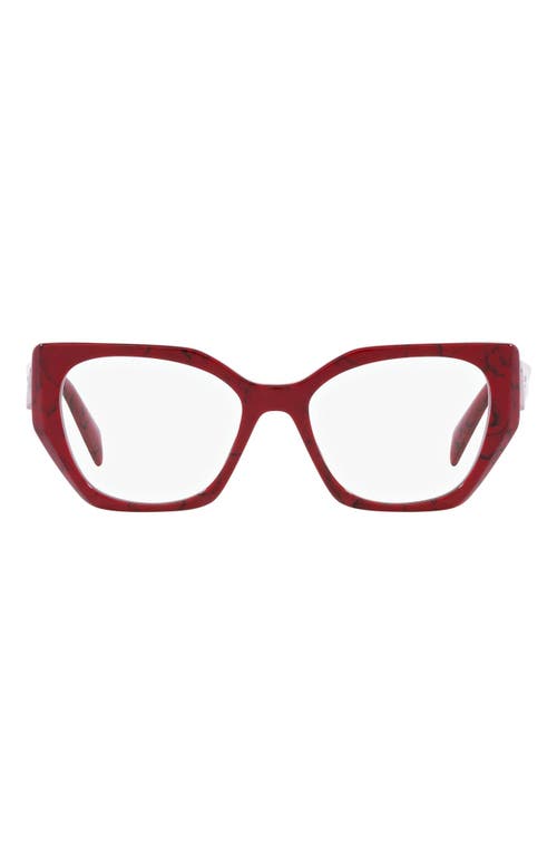 Shop Prada 54mm Square Optical Glasses In Black White/red