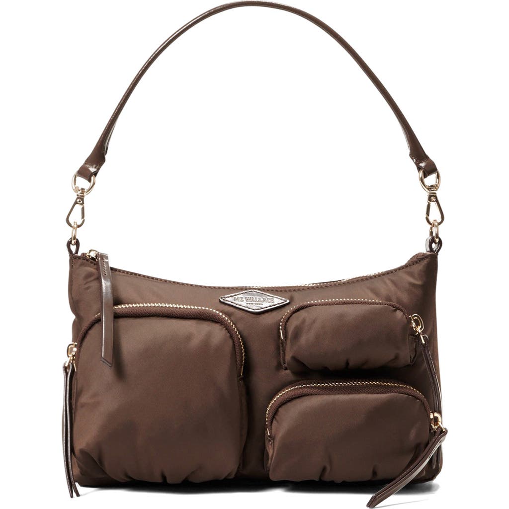 Shop Mz Wallace Petite Chelsea Nylon Shoulder Bag In Walnut
