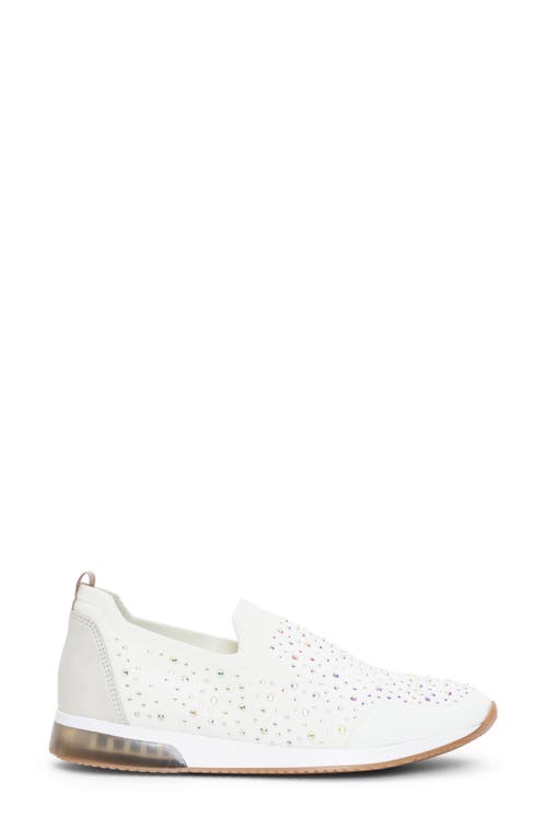 Ara Layton Rhinestone Slip-on Shoe In White Wovenstretch W/stones