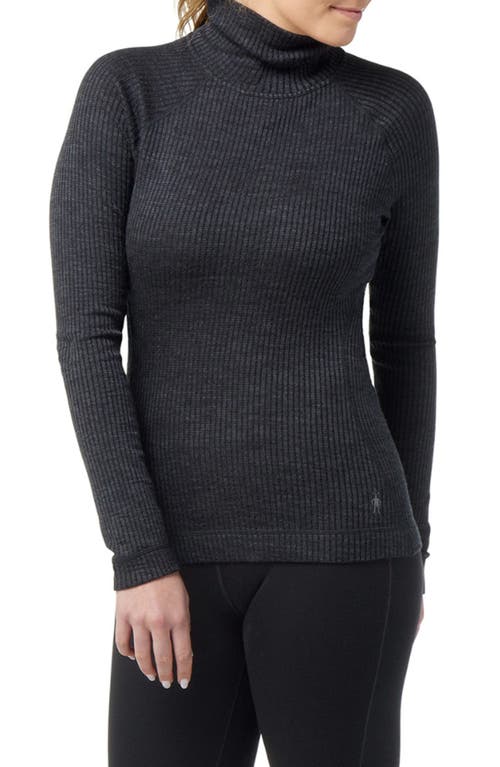 Smartwool Long Sleeve Merino Wool Turtleneck Top in Charcoal Heather